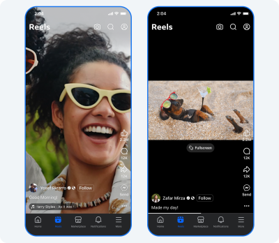 Facebook reels video vertical orizontal