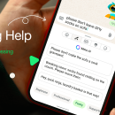 O persoană folosește funcția Meta AI din WhatsApp pentru a reformula un mesaj în mai multe variante, cu tonuri diferite.