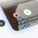 Interfața Google Search Live arată butonul "Live" pentru căutare vizuală și vocală în aplicația Google pe un smartphone, alături de opțiunile Search și Translate, cu o floare roșie în prim-plan.