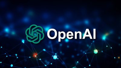 Imaginea prezintă logo-ul OpenAI pe un fundal abstract, reprezentând o rețea neuronală sau o structură de date interconectate. Aceasta simbolizează inovația în inteligența artificială și rolul central al OpenAI în dezvoltarea unor tehnologii precum ChatGPT.