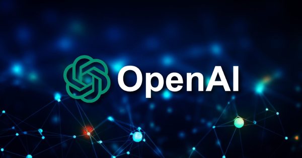 Imaginea prezintă logo-ul OpenAI pe un fundal abstract, reprezentând o rețea neuronală sau o structură de date interconectate. Aceasta simbolizează inovația în inteligența artificială și rolul central al OpenAI în dezvoltarea unor tehnologii precum ChatGPT.