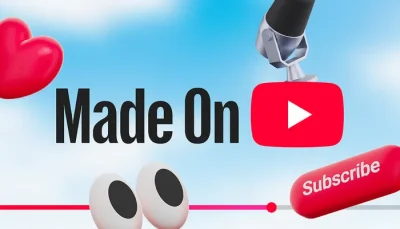 Imaginea oficială a evenimentului Made On YouTube, unde au fost prezentate principalele noutăți YouTube 2025, inclusiv unelte AI și funcții noi pentru creatori.
