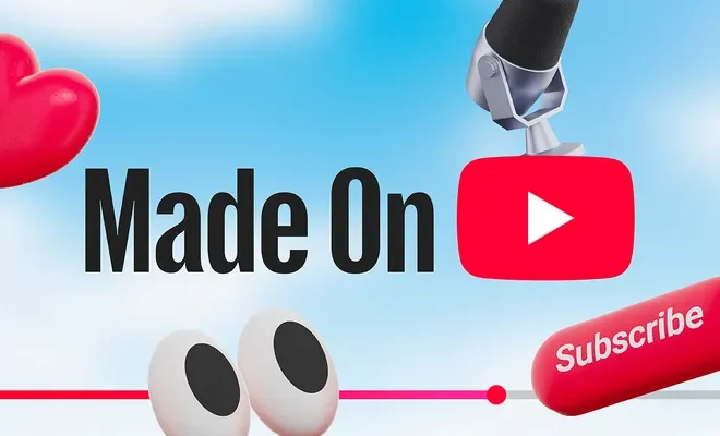 Imaginea oficială a evenimentului Made On YouTube, unde au fost prezentate principalele noutăți YouTube 2025, inclusiv unelte AI și funcții noi pentru creatori.