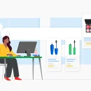 Ilustrație despre cum funcționează inteligența artificială în Google Ads pentru a afișa produse cosmetice relevante unui utilizator.