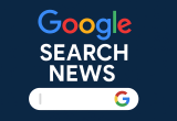Imagine pentru articolul „noutăți google search news”, cu elemente vizuale inspirate din interfața Google Search