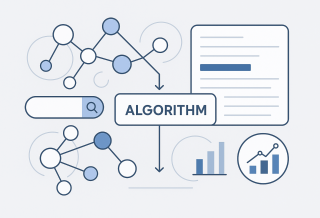 ce este un core update Google – ilustrație conceptuală despre evaluarea și procesarea rezultatelor de căutare