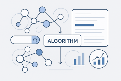 ce este un core update Google – ilustrație conceptuală despre evaluarea și procesarea rezultatelor de căutare