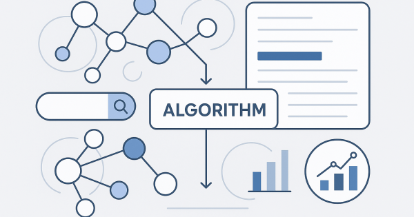 ce este un core update Google – ilustrație conceptuală despre evaluarea și procesarea rezultatelor de căutare