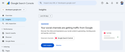 Ilustratie asociată articolului despre search console social channels și integrarea canalelor sociale în raportul Insights