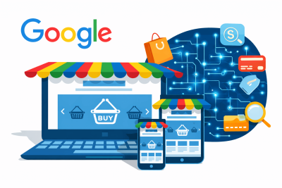 ilustrație despre comerț bazat pe inteligență artificială dezvoltat de Google pentru retailul online